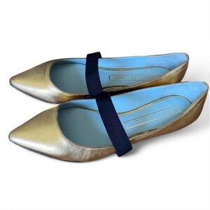 Marc Jacobs Hasley Gold Ballet Flats with Black Accent Strap